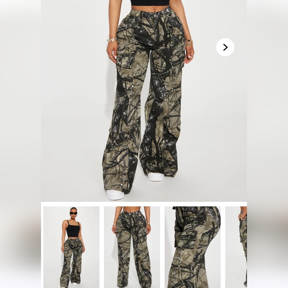 Fashion Nova Camouflage Wide-Leg Pants